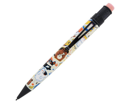 Retro 51 Tornado Rescue Dog Rescue Series 5 mechanical pencil with colorful rescue dog design and sleek metal body.
