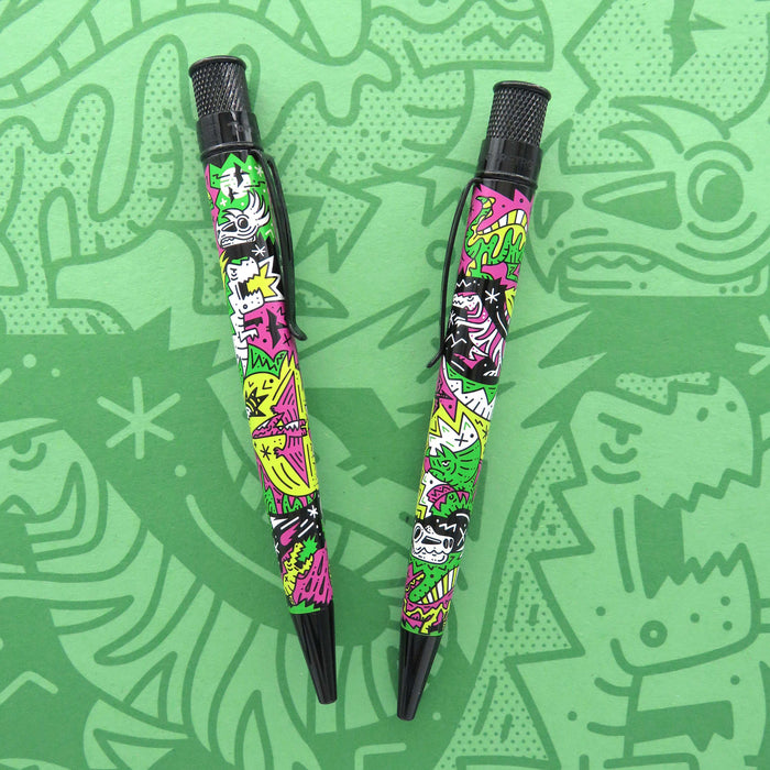 Retro 51 Dino Fossil Tornado rollerball pen with fossil-inspired design and metallic finish, perfect for writing enthusiasts.