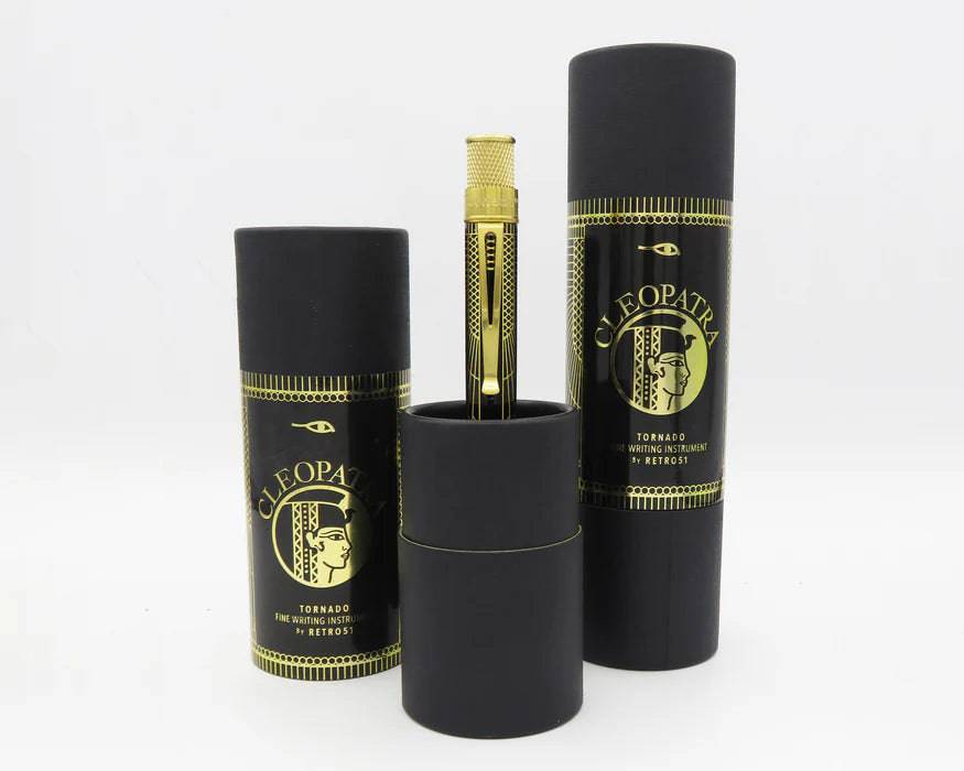 Retro 51 Tornado Vintage Metalsmith Cleopatra rollerball pen with metallic finish and elegant design.