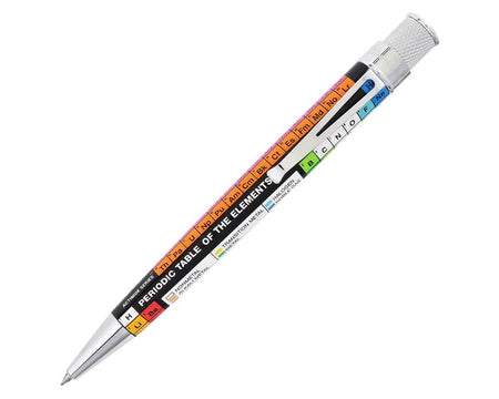 Retro 51 Tornado Vintage Metalsmith Dmitri Periodic Table rollerball pen with metallic finish and intricate design details.