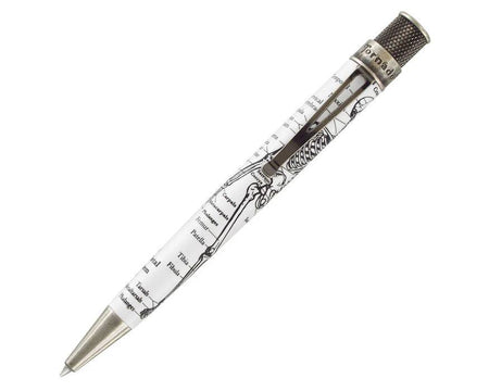 Retro 51 Tornado Vintage Metalsmith Dr. Gray rollerball pen with sleek metal design and gray ink barrel.