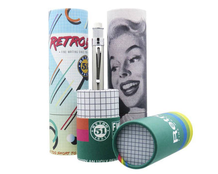 Retro 51 Tornado Vintage Metalsmith stainless rollerball pen with sleek metallic finish and classic design.