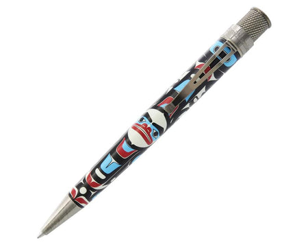 Retro 51 Smithsonian Collection rollerball pen featuring a hummingbird and floral design on a sleek pen body.