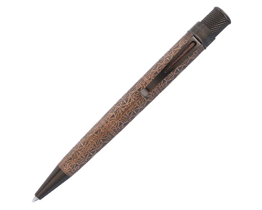 Retro 51 Smithsonian Collection rollerball pen with hummingbird and flower design, featuring a sleek black body and silver accents.