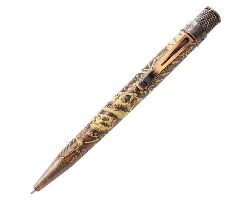 Retro 51 Smithsonian Collection rollerball pen with hummingbird and flower design, featuring a sleek black barrel and silver accents.