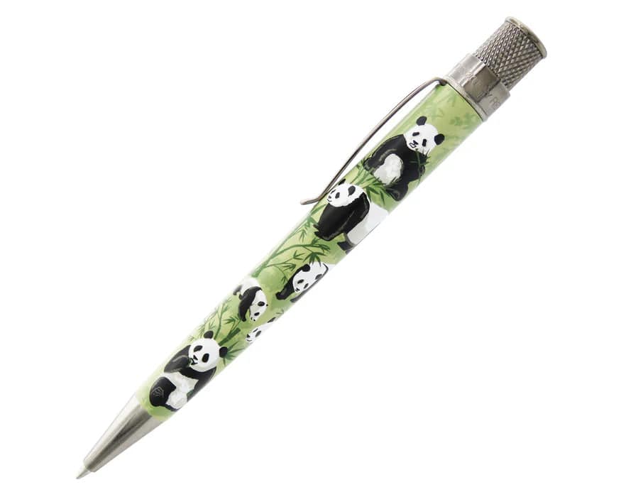 Retro 51 Smithsonian Collection rollerball pen featuring hummingbird and flower design, slim metal body with black grip.