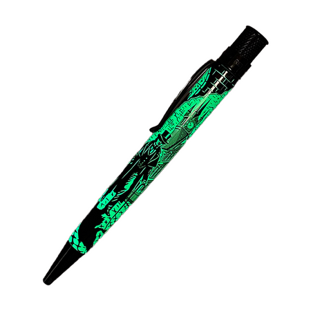 Retro 51 Tornado Popper rollerball pen featuring Dr. Jekyll and Mr. Hyde design with colorful, detailed character artwork.