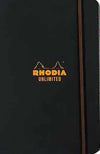 Black Rhodia Unlimited Pocket Notebook with smooth pages and compact design, ideal for note-taking on the go.