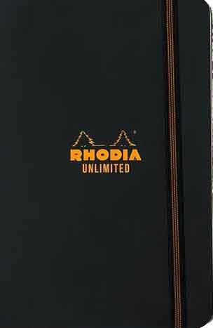 Black Rhodia Unlimited Pocket Notebook with smooth pages and compact design, ideal for note-taking on the go.