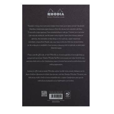 Rhodia PA Scribe black paper calligraphy practice pad with spiral binding and blank pages for artistic lettering and pen work.