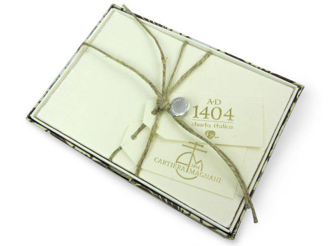 Rossi AD 1404 Charta Italica deckle edge single cards, 2.5 x 3.75 inches, featuring textured paper and elegant design.