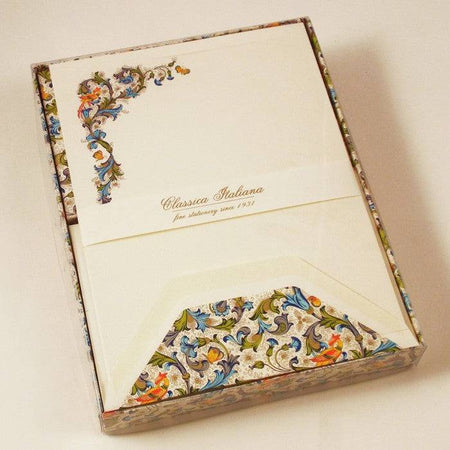 Rossi Bird Florentine Classico notecards featuring elegant bird and floral designs on high-quality stationery.