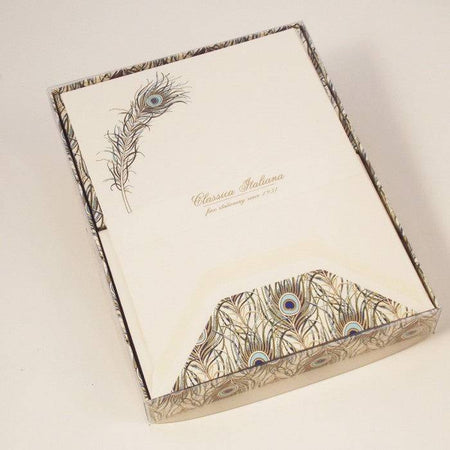 Rossi Peacock Classico Notecards featuring elegant peacock design on high-quality stationery for writing notes or letters