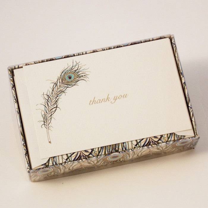 Rossi Peacock Classico Notecards featuring elegant peacock feather designs on high-quality stationery.