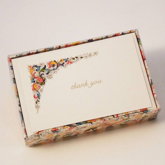 Set of Rossi Florentine Classico Notecards featuring elegant stationery with intricate floral designs on heavyweight paper.