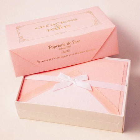 Purple Rossi stationery set with flat deckled edge cards and lined envelopes, ideal for elegant handwritten notes.