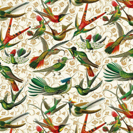 Rossi wrapping paper featuring colorful hummingbird designs, ideal for gift wrapping and decorative purposes.