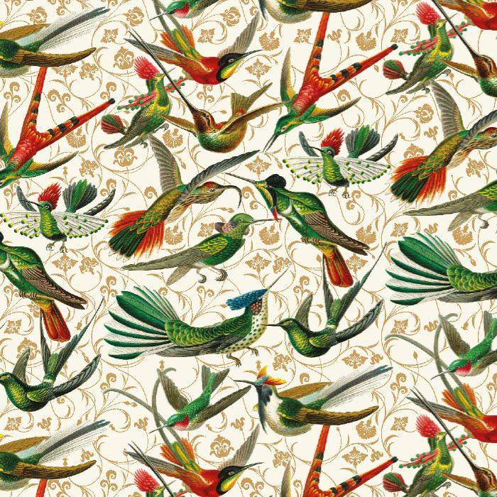 Rossi wrapping paper featuring colorful hummingbird designs, ideal for gift wrapping and decorative purposes.