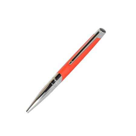 S.T Dupont Defi Millennium ballpoint pen in matte orange with sleek design and gold accents, showcasing its stylish and elegant look.