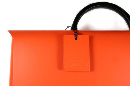Dark blue San Lorenzo regenerated leather convention briefcase with sturdy handles and sleek design for professional use.