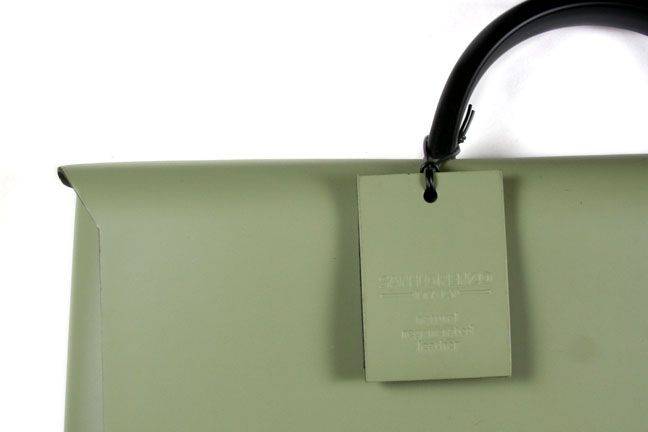 Dark blue San Lorenzo regenerated leather briefcase with sturdy handles and a sleek design, perfect for professional use.