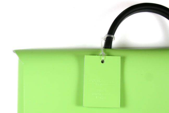 Dark blue San Lorenzo regenerated leather briefcase with sleek handles and a structured design for professional use.