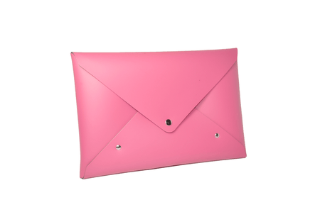 Pink San Lorenzo regenerated leather clutch with sleek design and subtle stitching, perfect for elegant occasions.
