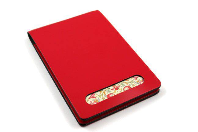 San Lorenzo regenerated leather memo pad cover in vibrant orange with sleek, stylish design for easy note-taking and protection.