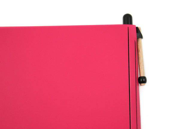 San Lorenzo large notebook with cognac regenerated leather cover, featuring a textured surface and gold-embossed branding.