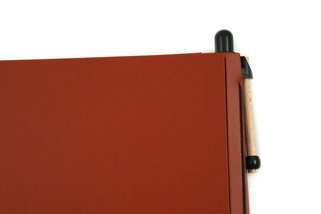 Large San Lorenzo notebook with cognac regenerated leather cover, featuring a textured surface and a sturdy binding.