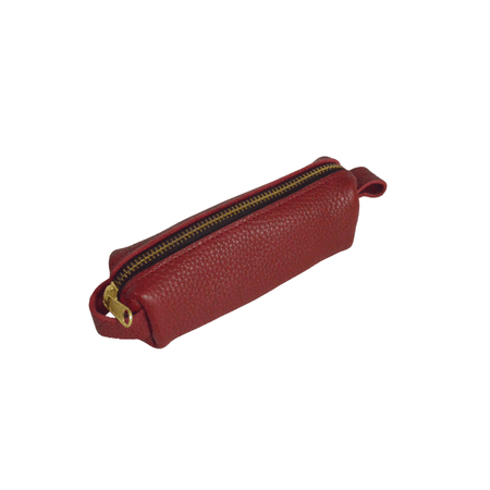 Small black leather pen case by San Lorenzo with a sleek, compact design for storing pens and writing accessories.