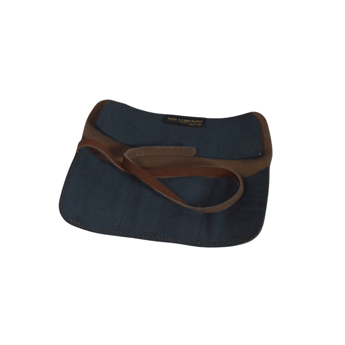 Black leather San Lorenzo Pen Case roll with multiple compartments for pens, stylish and durable leather pen holder.
