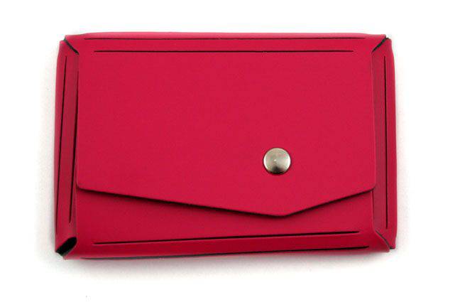 Pink San Lorenzo wallet made of regenerated leather, designed as a business and credit card holder with multiple card slots.