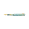 Esterbrook Niblet fountain pen with open blue ink nib and transparent barrel, showcasing elegant design and fine writing tip.