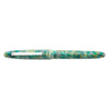 Esterbrook Estie fountain pen with silver fittings, closed with sleek silver body and cap showing elegant design.