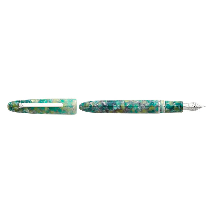 Esterbrook Estie fountain pen with silver fittings, featuring a sleek design and smooth ink flow for elegant writing.