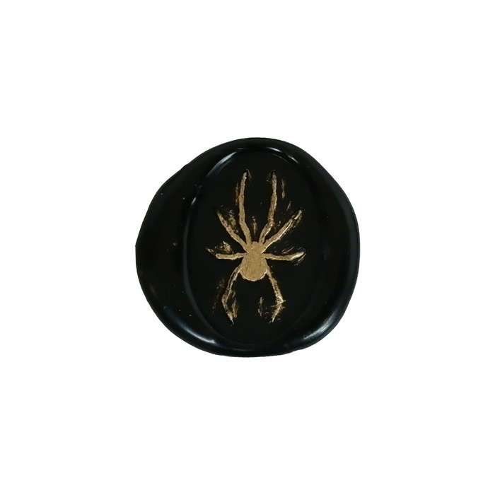Papier Plume Halloween wax seal featuring a detailed spider design on black wax for spooky decorative envelopes and crafts.
