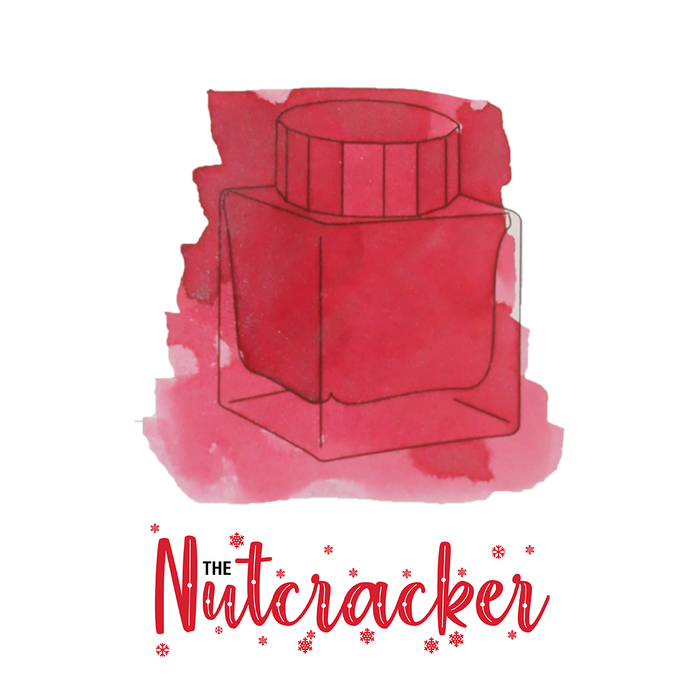 Papier Plume limited edition wax seal and ink set featuring The Nutcracker & The Rat King fountain pen ink swatches on paper.