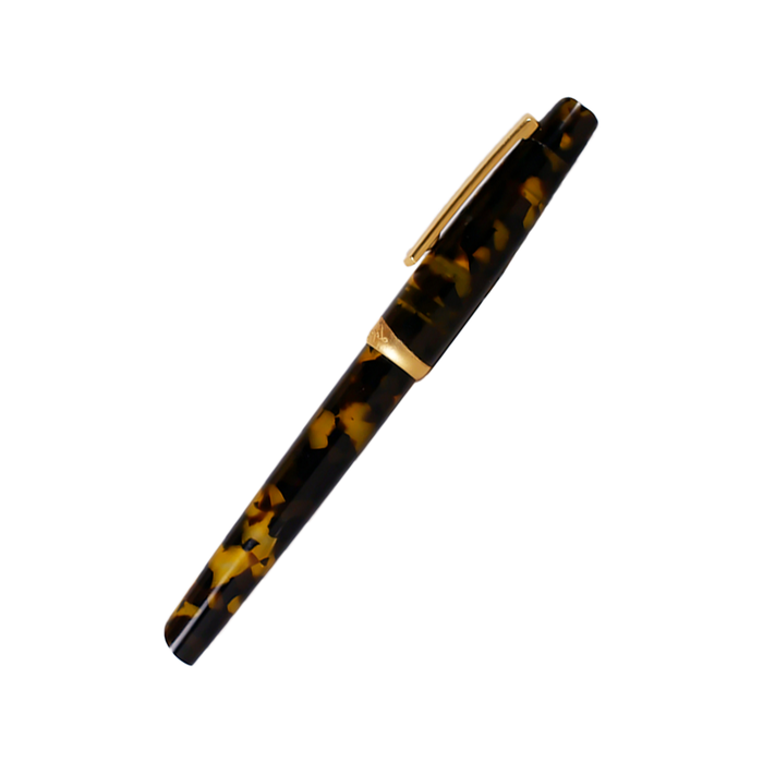 Jean-Pierre Lepine Yuzu tortoise fountain pen with a sleek tortoise-patterned body and gold accents.
