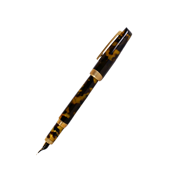 Jean-Pierre Lepine Yuzu tortoise fountain pen with a sleek, tortoise-patterned resin body and gold accents.