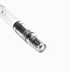 Twsbi Eco Clear fountain pen with transparent body and extra-fine steel nib, showcasing its sleek design and ink filling mechanism.