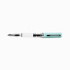 Twsbi Eco-T Mint Blue fountain pen with extra-fine steel nib, sleek design and vibrant mint blue color.