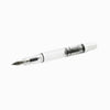 Twsbi Eco White fountain pen with extra-fine steel nib and sleek white body, ideal for smooth writing and professional use.