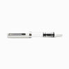 Twsbi Eco White fountain pen with extra-fine steel nib, sleek white body, and gold accents for smooth writing and elegant style.