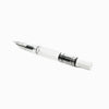 Twsbi Eco White fountain pen with extra-fine steel nib, sleek white body, and modern design for writing and calligraphy.