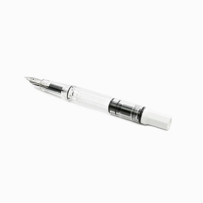 Twsbi Eco White fountain pen with extra-fine steel nib, sleek white body, and modern design for writing and calligraphy.