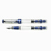 Twsbi Diamond 580 ALR fountain pen in navy blue with gold accents, featuring an elegant design and fine nib.