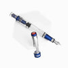 Twsbi Diamond 580 ALR Navy Blue fountain pen with gold accents and an elegant design, featuring an extra-fine nib.