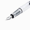Twsbi Diamond 580 ALR Nickel Gray fountain pen with silver accents and fine nib, showcasing its sleek design and elegant finish.