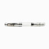 Twsbi Diamond 580 ALR Nickel Gray fountain pen with a sleek metallic finish and fine nib, showcasing its elegant design.